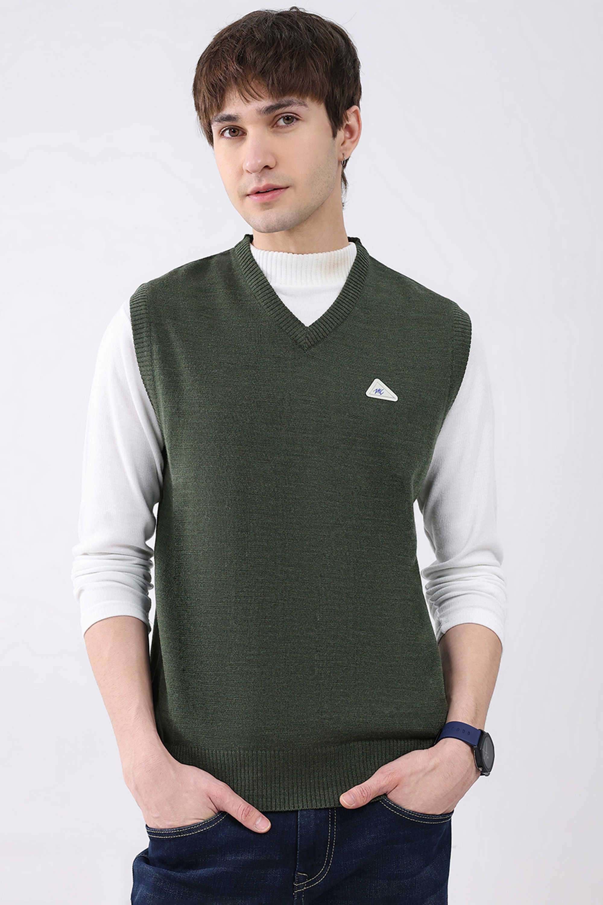 Solid-Wool-Round-Neck-Men-s-Pullover