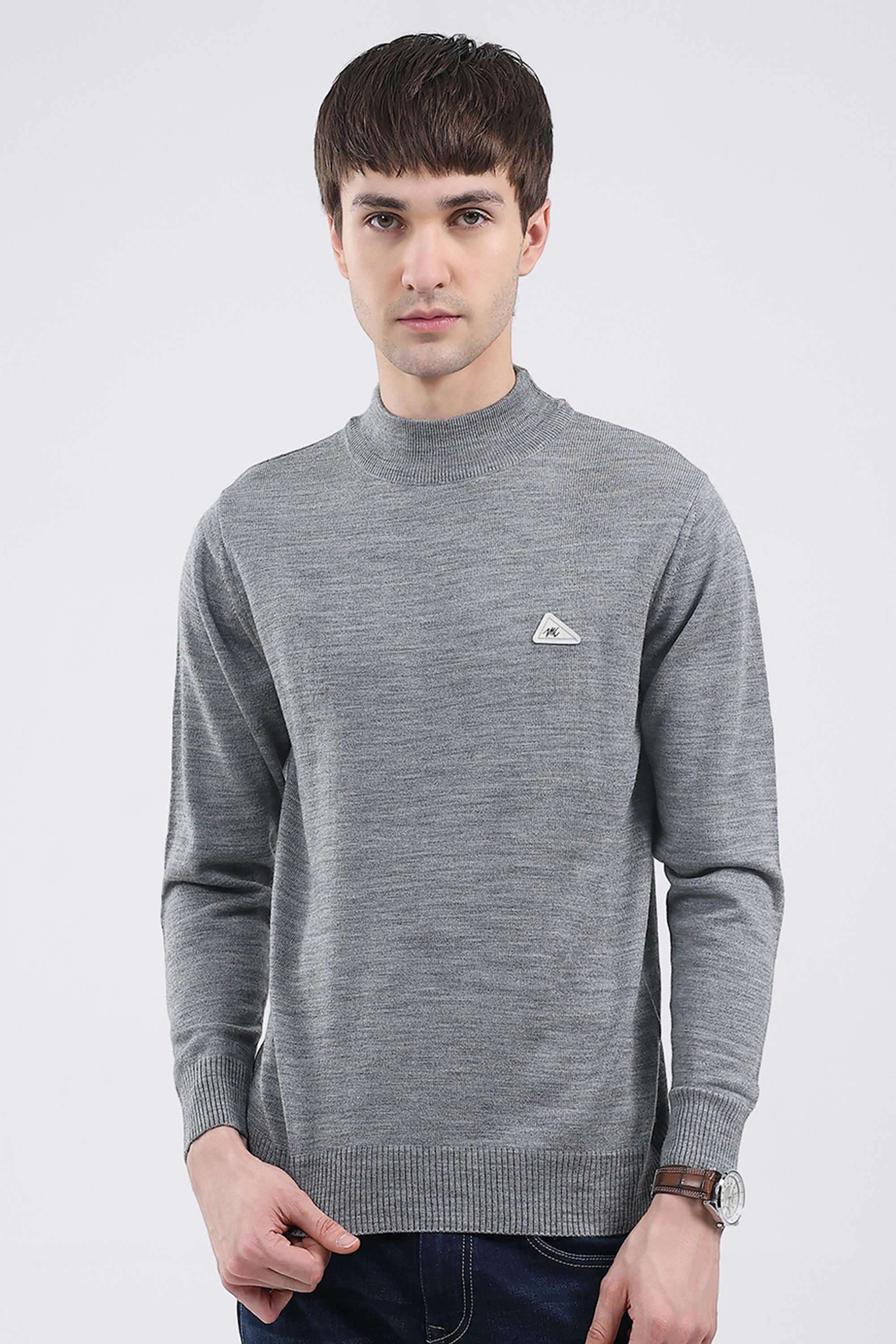 Solid-Wool-Round-Neck-Men-s-Pullover