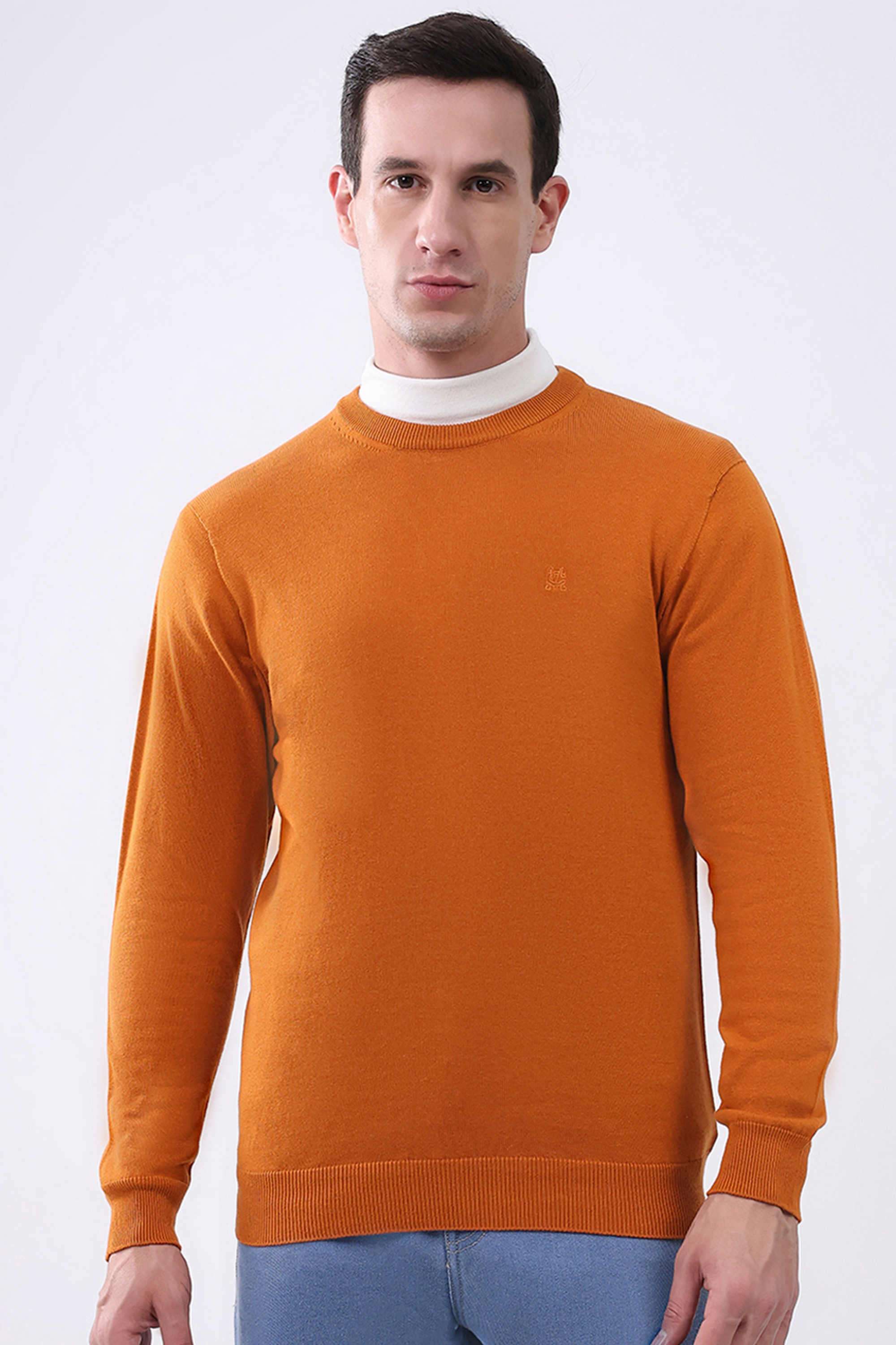 Solid-Cotton-Round-Neck-Men-s-Pullover