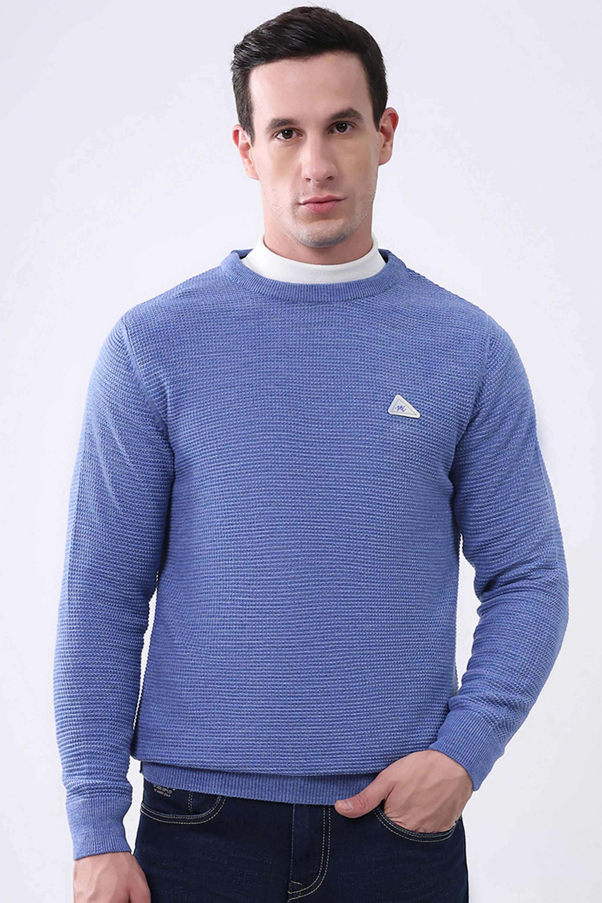 Solid-Wool-Round-Neck-Men-s-Pullover