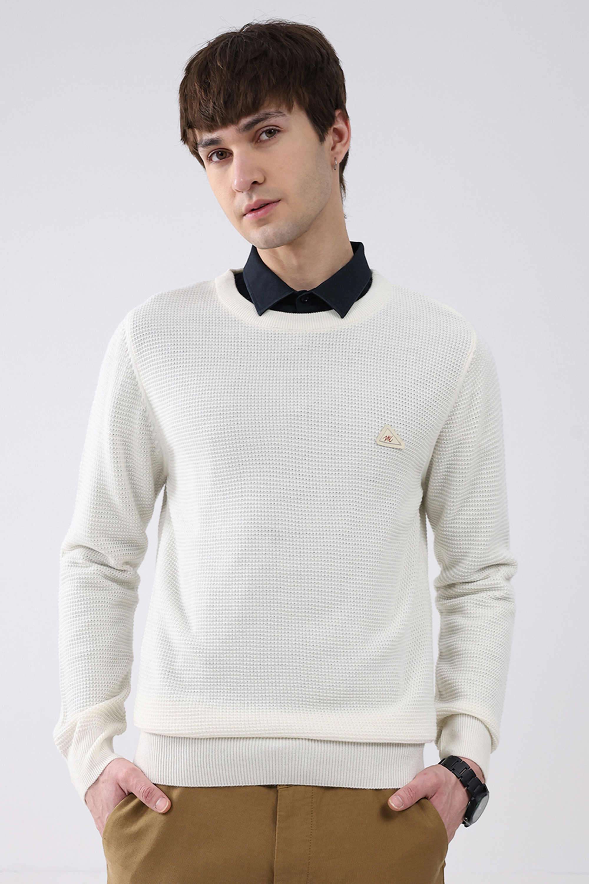Solid-Wool-Round-Neck-Men-s-Pullover