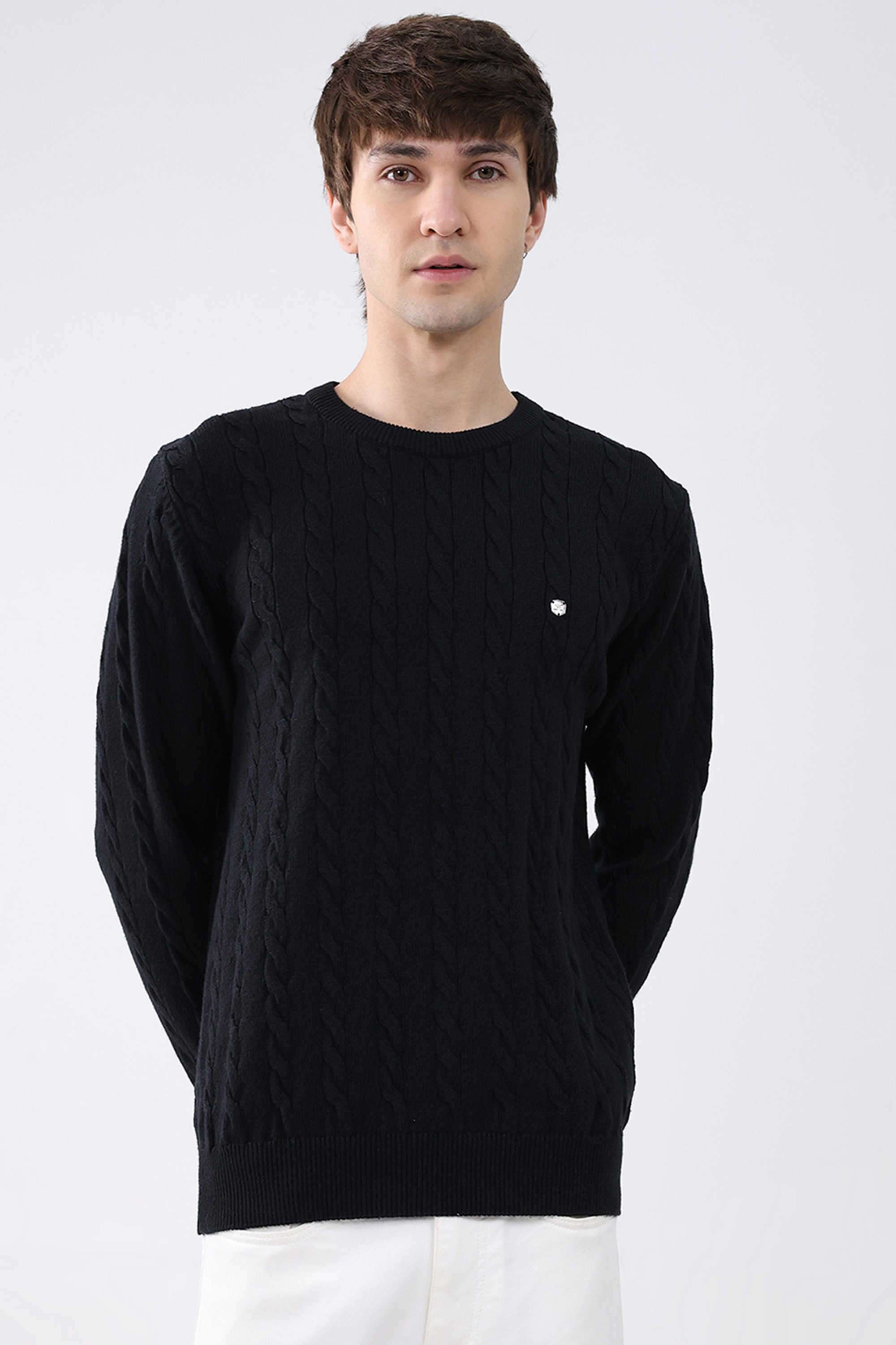 Solid-Wool-Round-Neck-Men-s-Pullover
