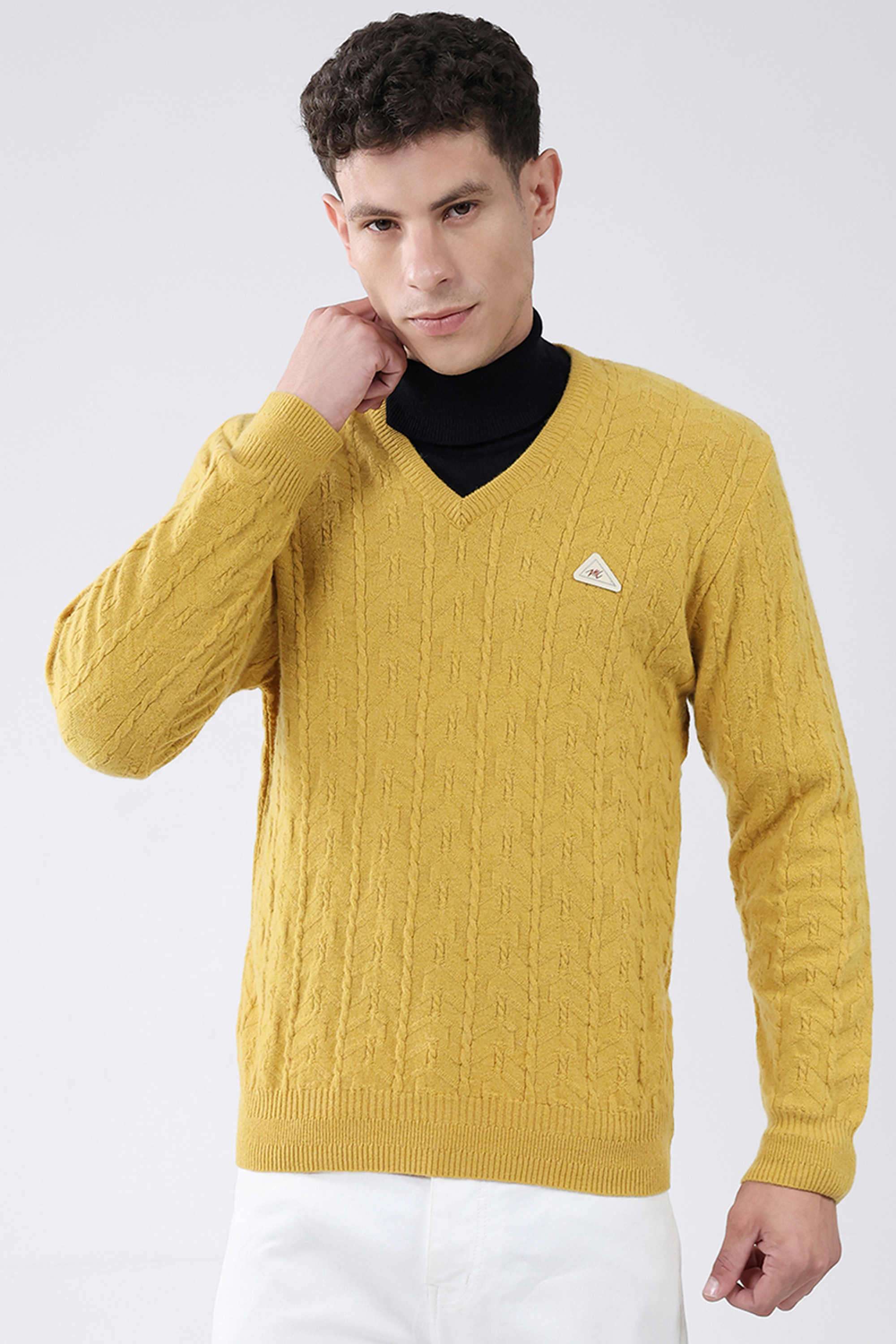 Solid-Wool-Round-Neck-Men-s-Pullover
