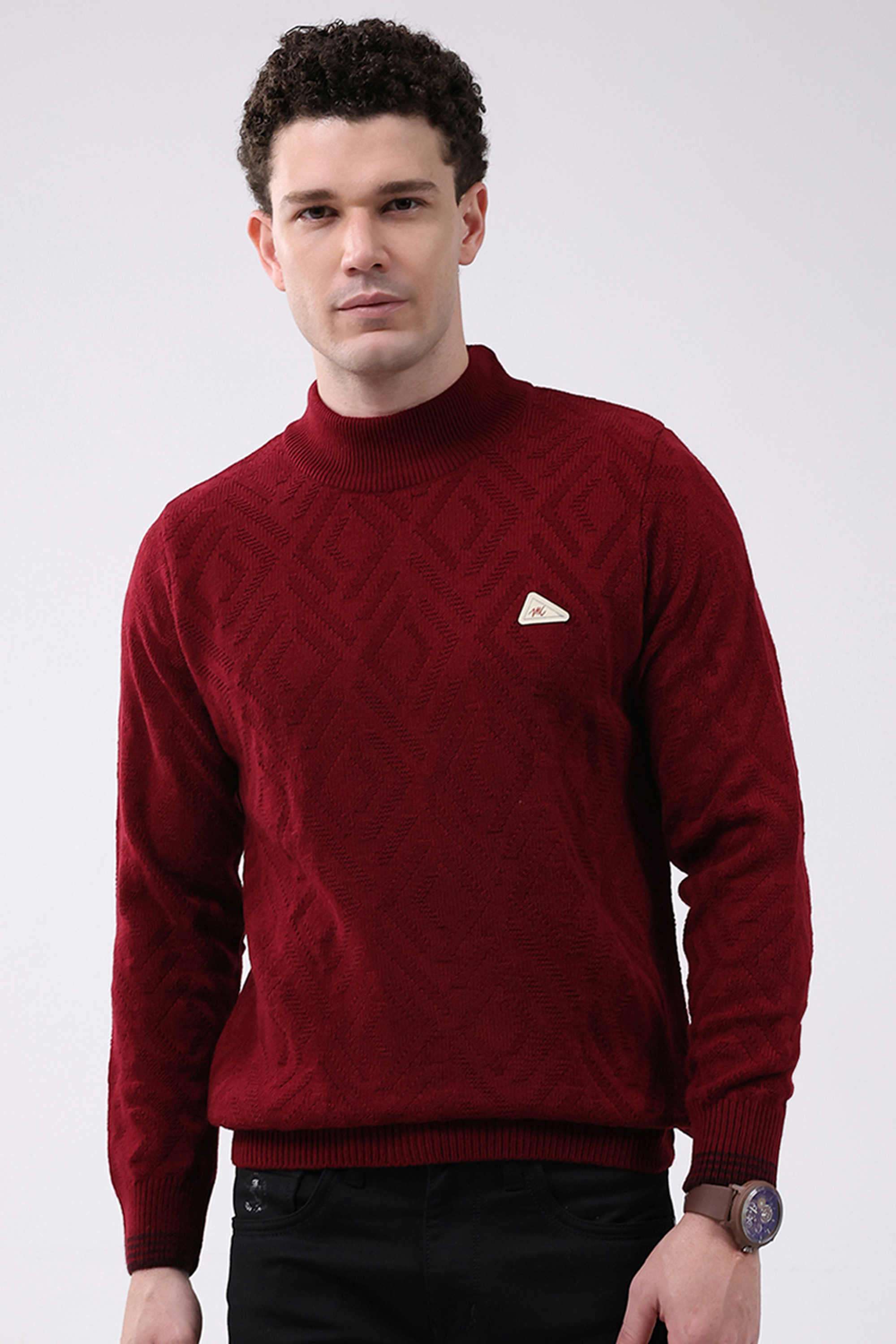 Solid-Wool-Round-Neck-Men-s-Pullover
