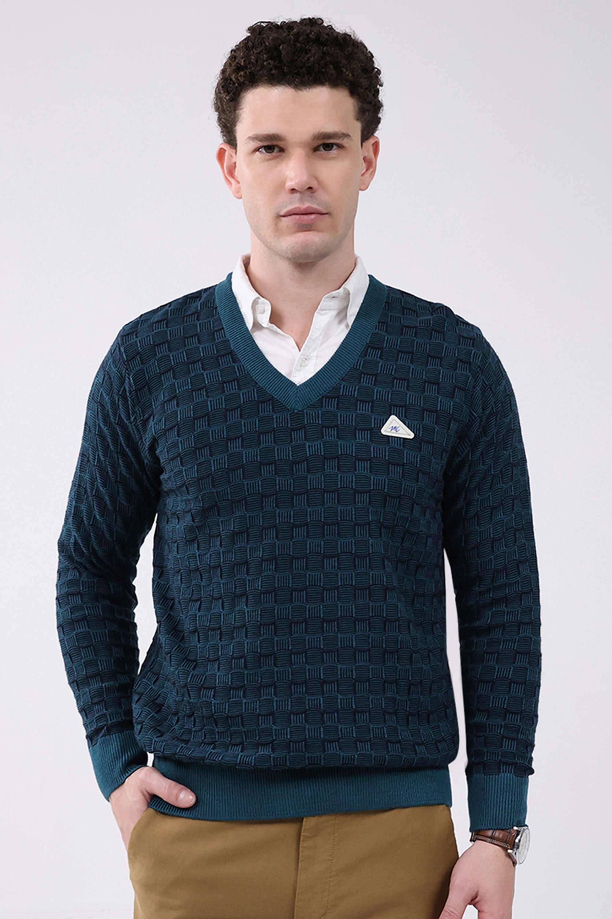 Solid-Wool-Round-Neck-Men-s-Pullover