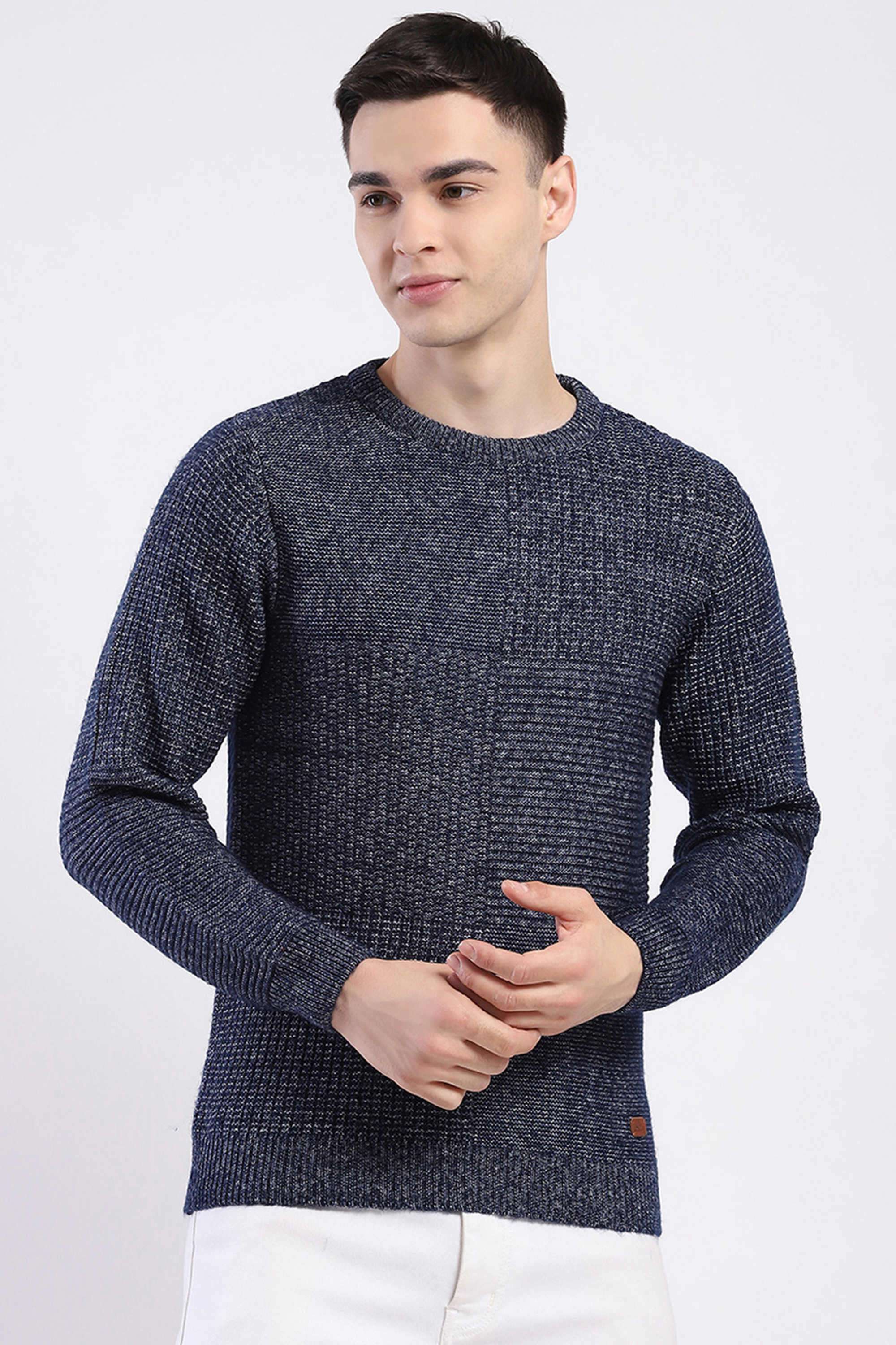 Solid-Wool-Round-Neck-Men-s-Pullover