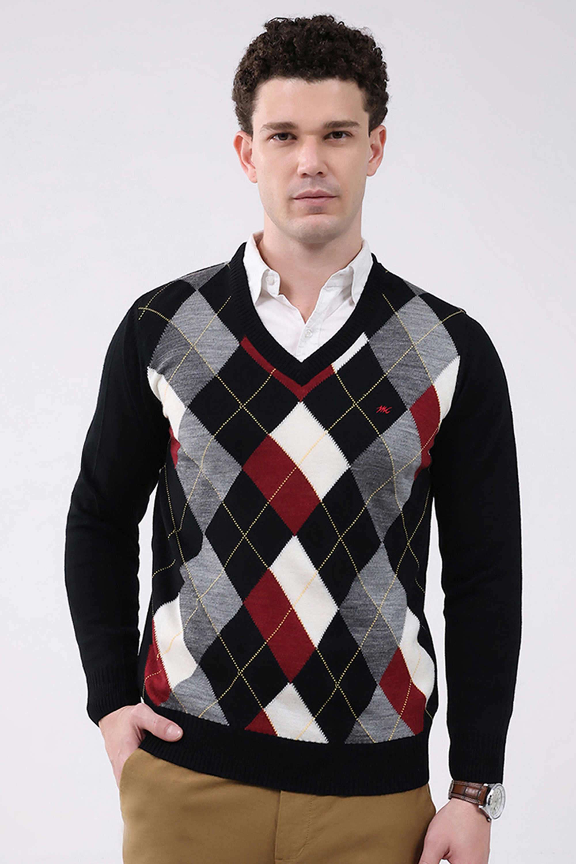 Solid-Wool-Round-Neck-Men-s-Pullover