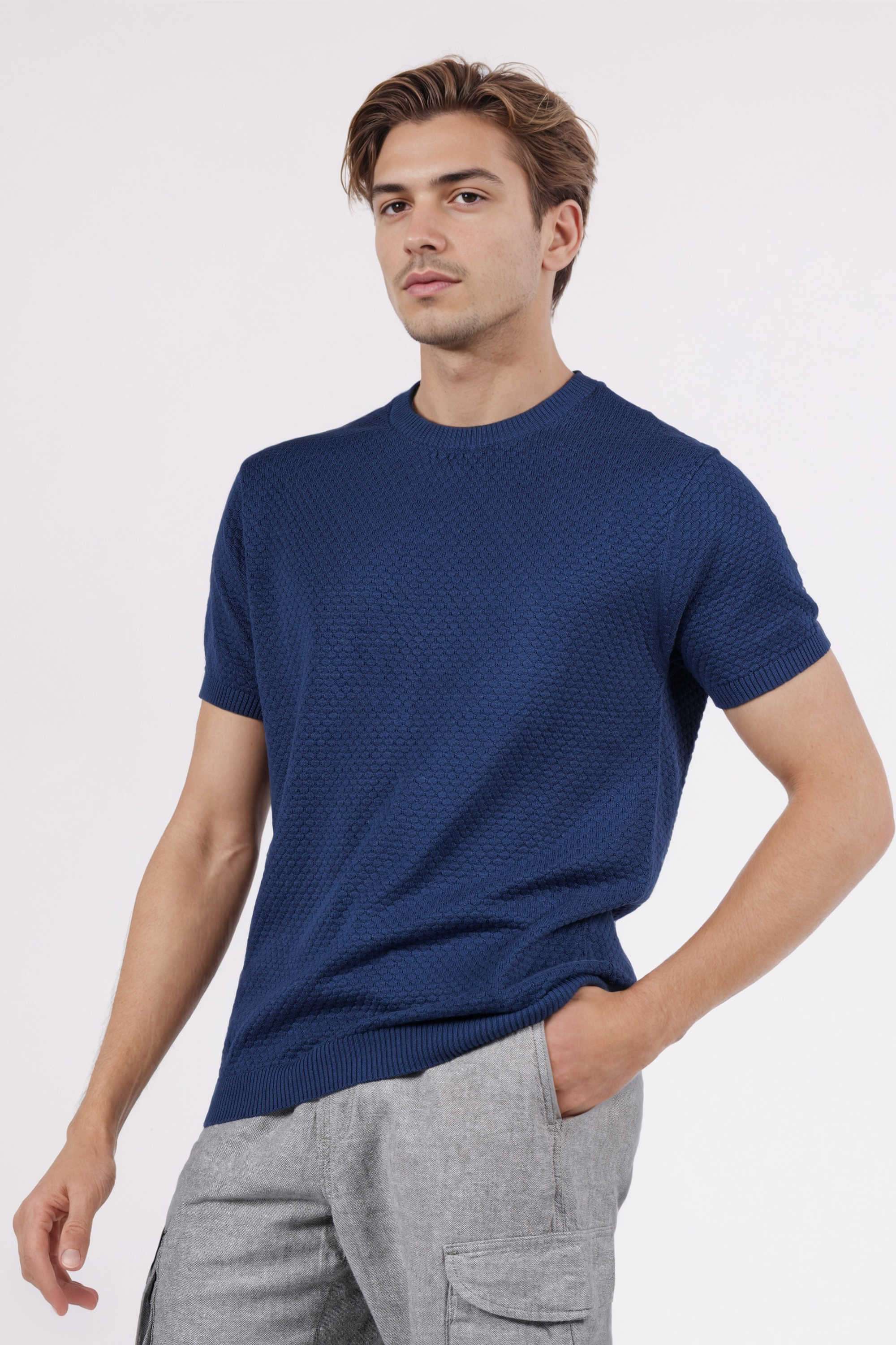 Solid-Cotton-Regular-Fit-Men-T-Shirt