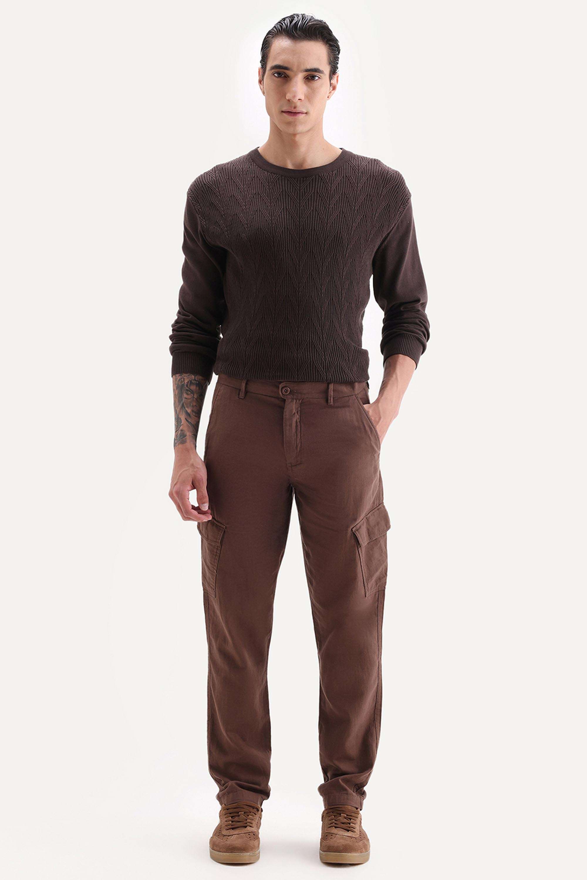 Solid-Cotton-Regular-Fit-Men-s-Casual-Trousers