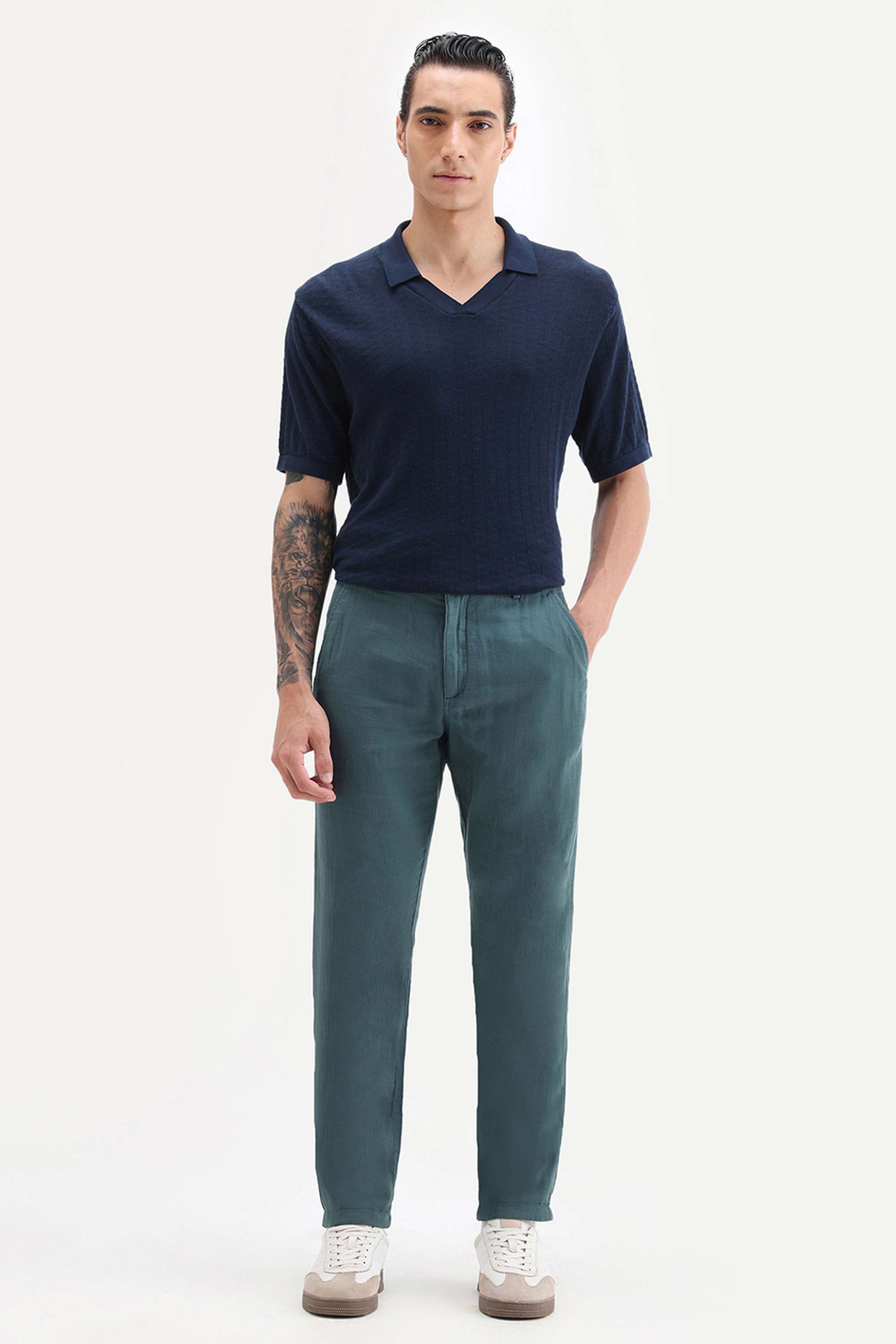 Solid-Cotton-Regular-Fit-Men-s-Casual-Trousers