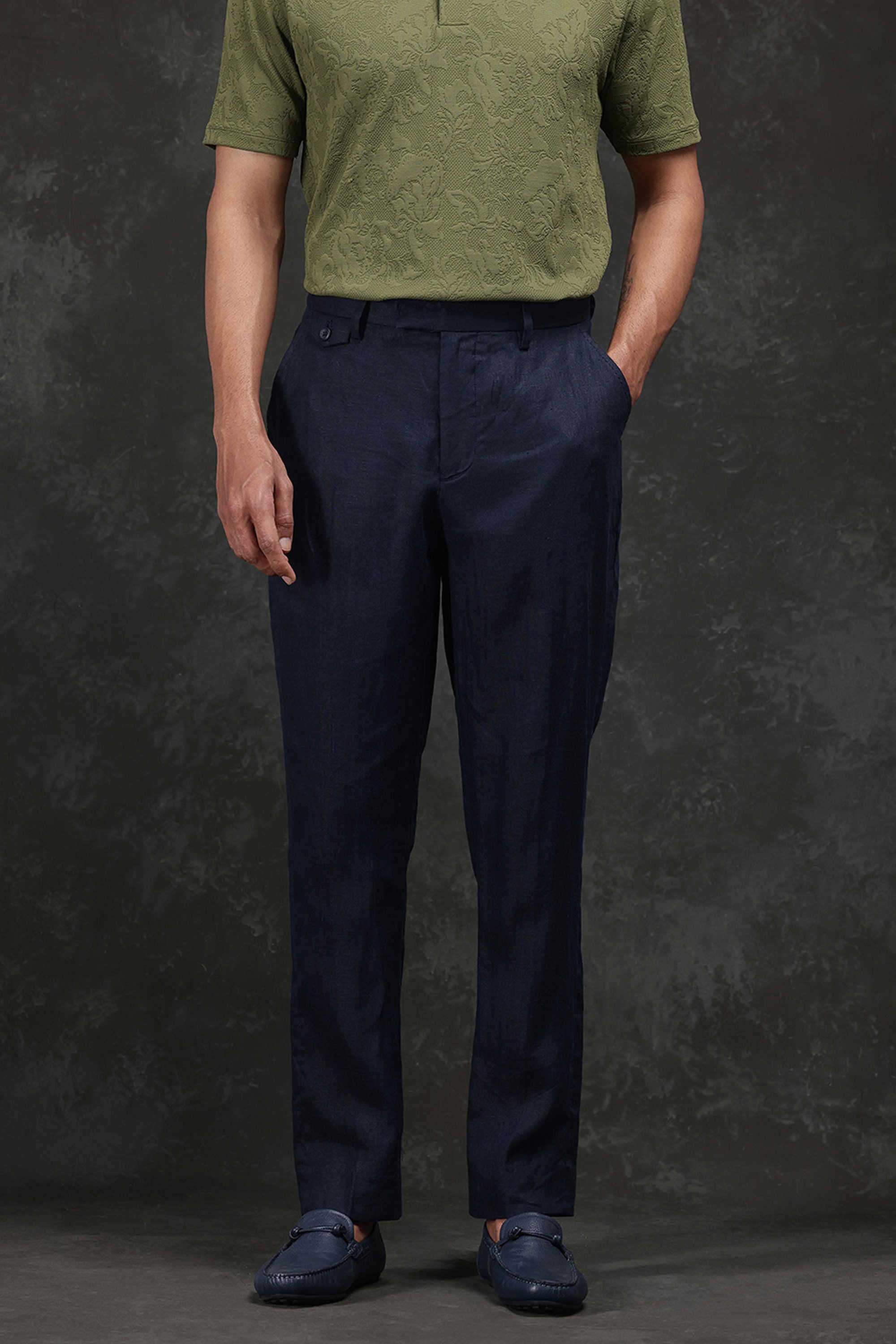 Solid-Cotton-Regular-Fit-Men-s-Casual-Trousers