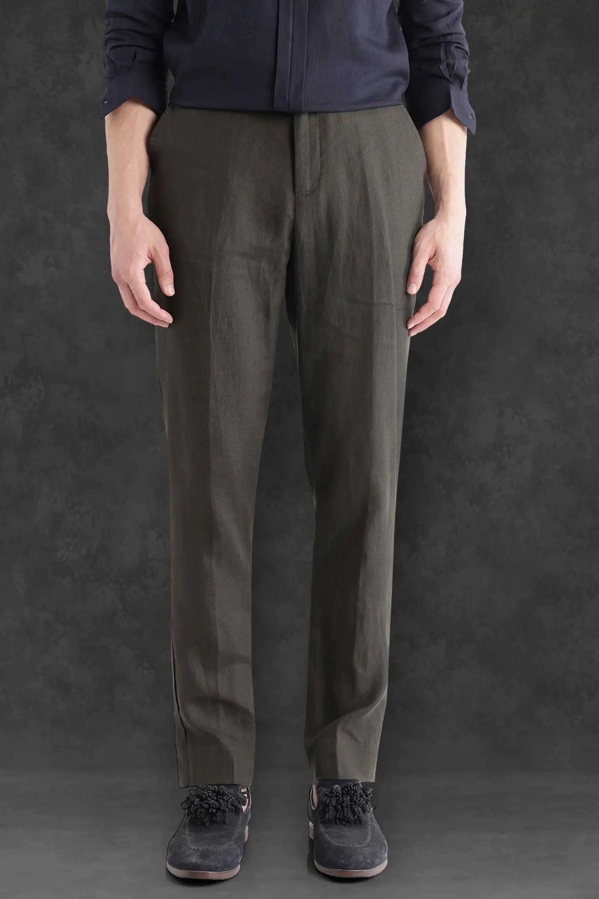 Solid-Cotton-Regular-Fit-Men-s-Casual-Trousers