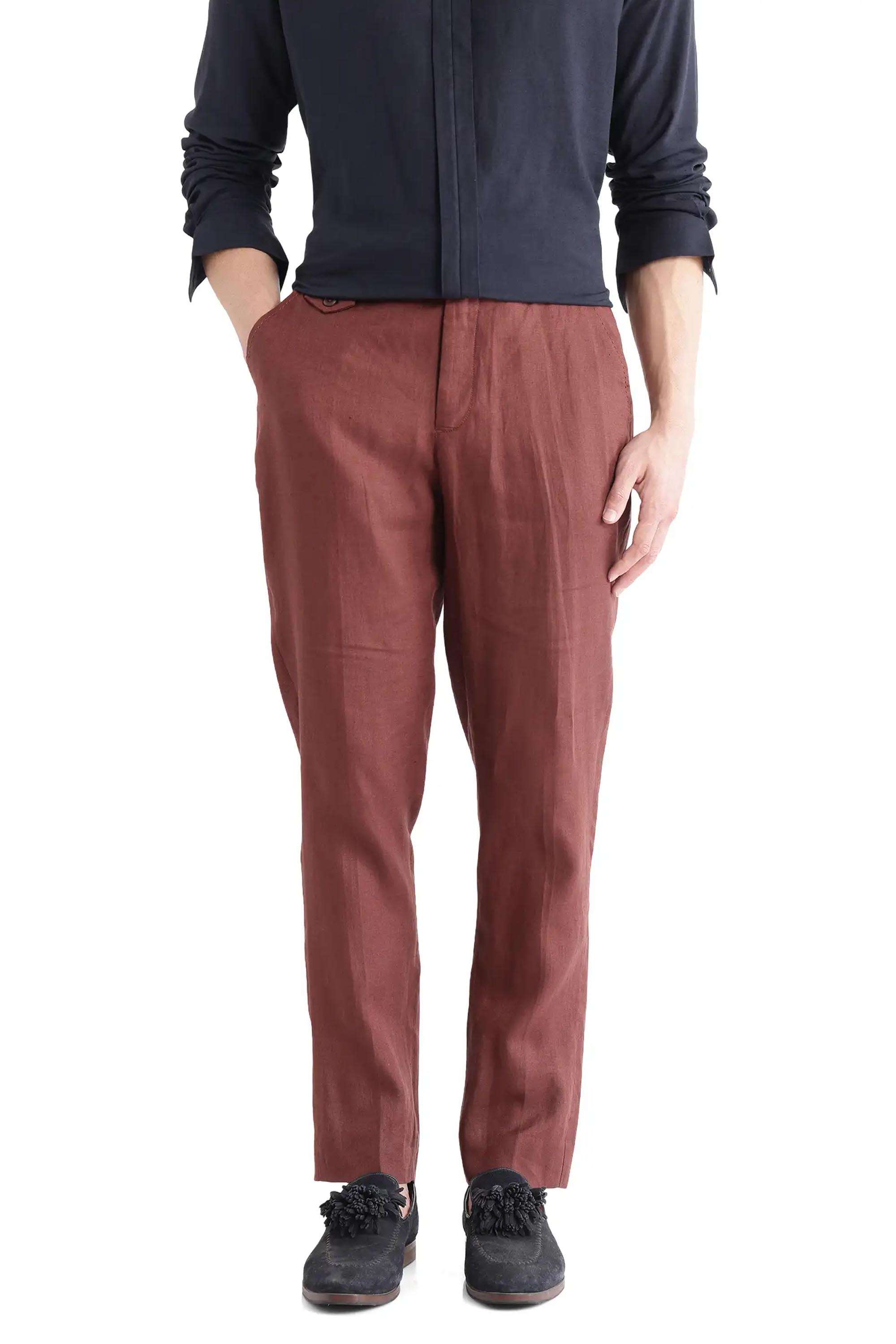 Solid-Cotton-Regular-Fit-Men-s-Casual-Trousers