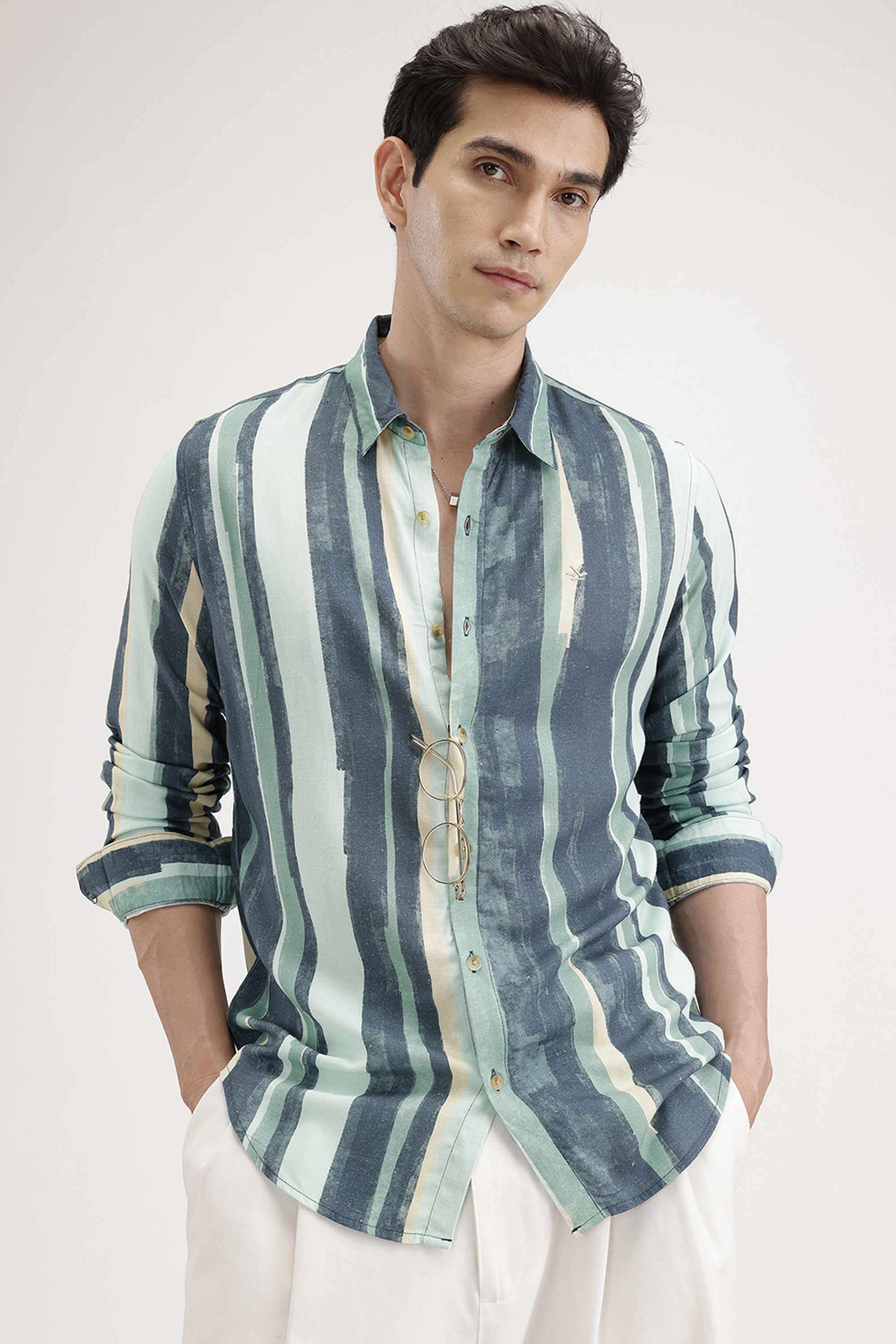 Stripes-Cotton-Regular-Fit-Men-s-Casual-Wear-Shirt