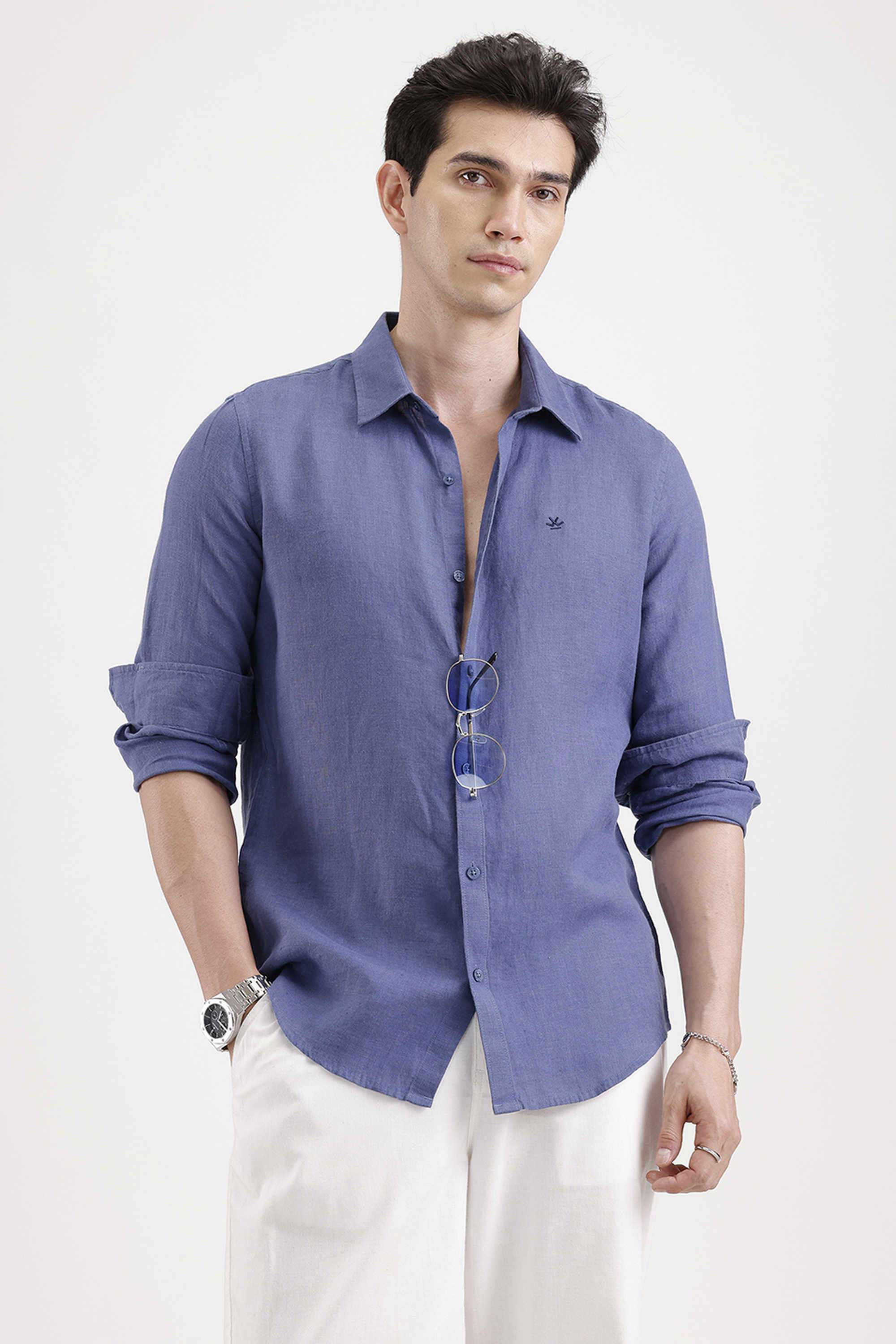 Solid-Cotton-Regular-Fit-Men-s-Casual-Wear-Shirt