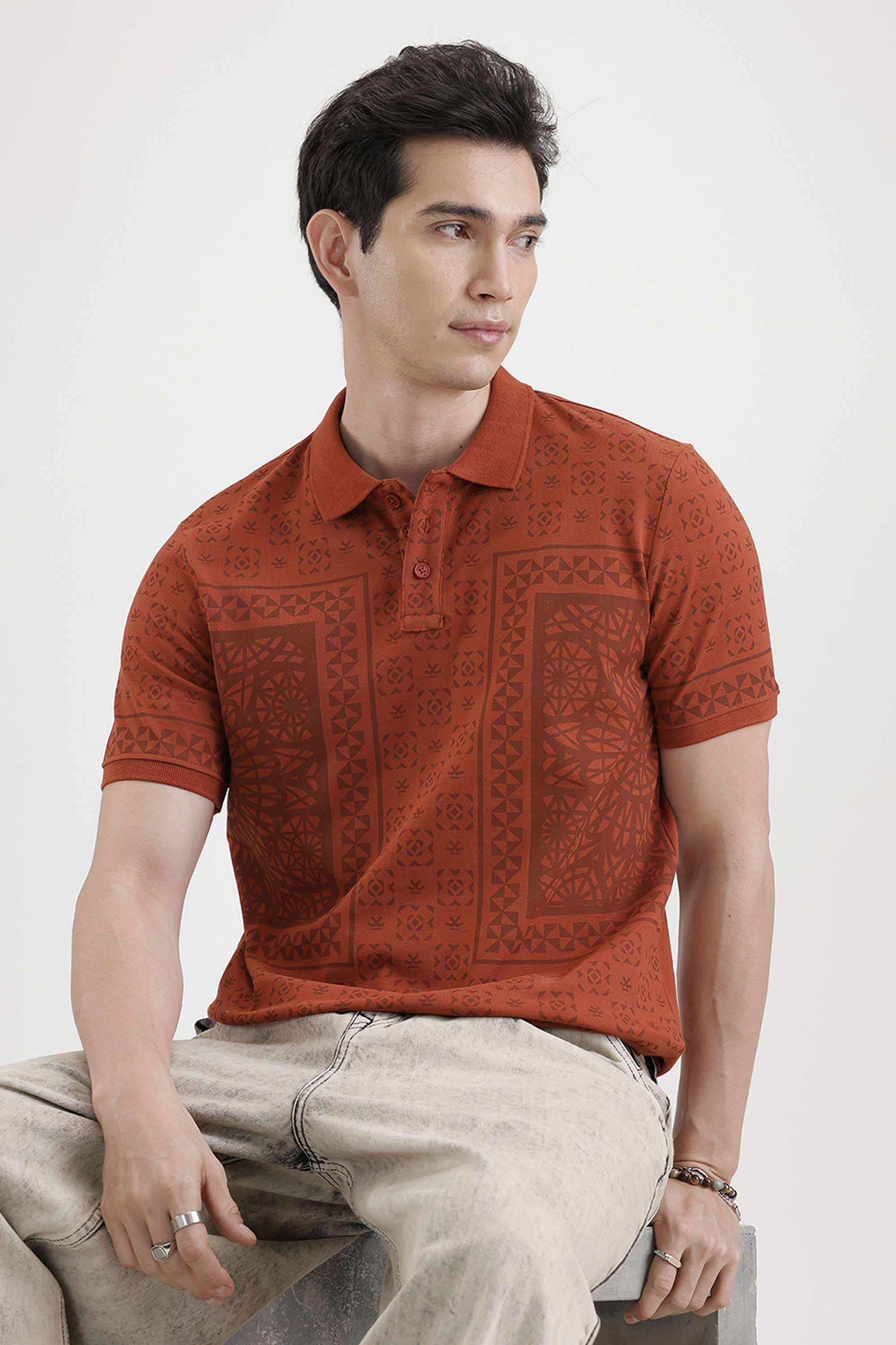Geometric-Print-Cotton-Polo-Men-s-T-Shirt