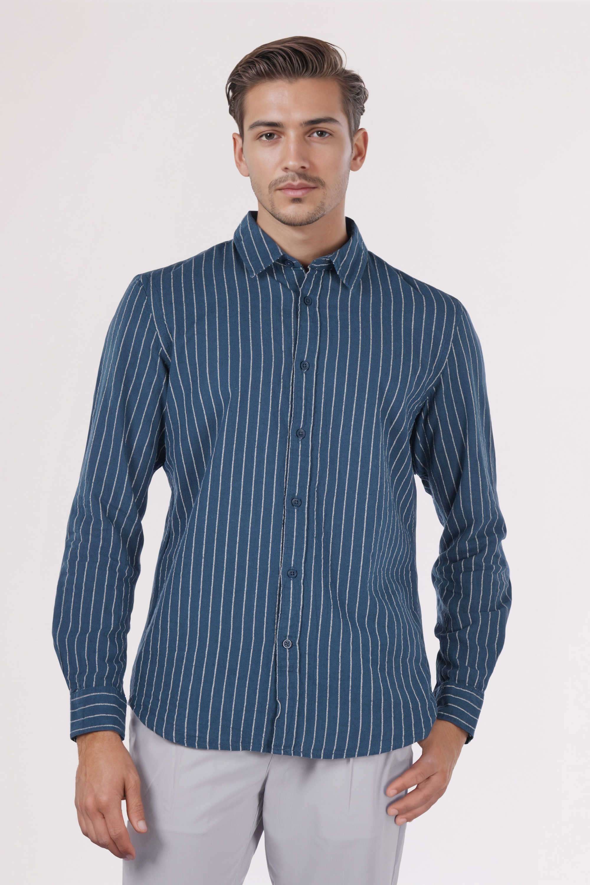 Solid-Cotton-Regular-Fit-Men-s-Casual-Shirt