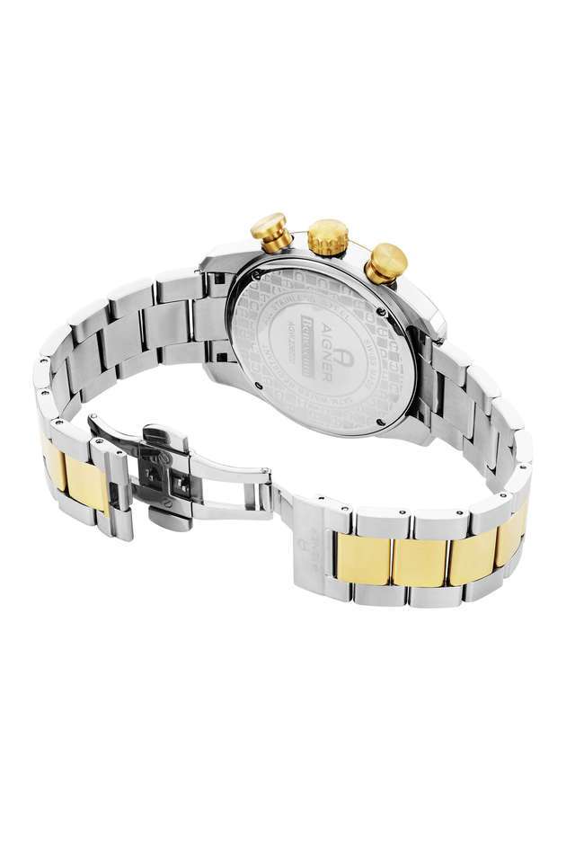 Benevento-Men-s-44-mm-Analogue-Quartz-Watch---Gold-Dial-with-Two-Toned-Stainless-Steel-Strap-(AIAGW236002W)