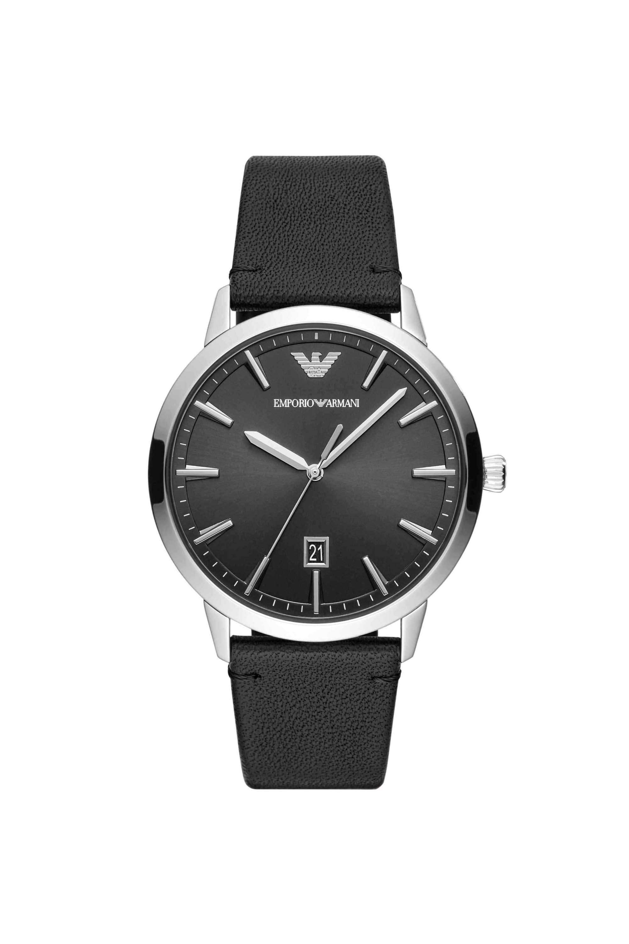 43-mm-Black-Dial-Leather-Analogue-Watch-For-Men---AR11193