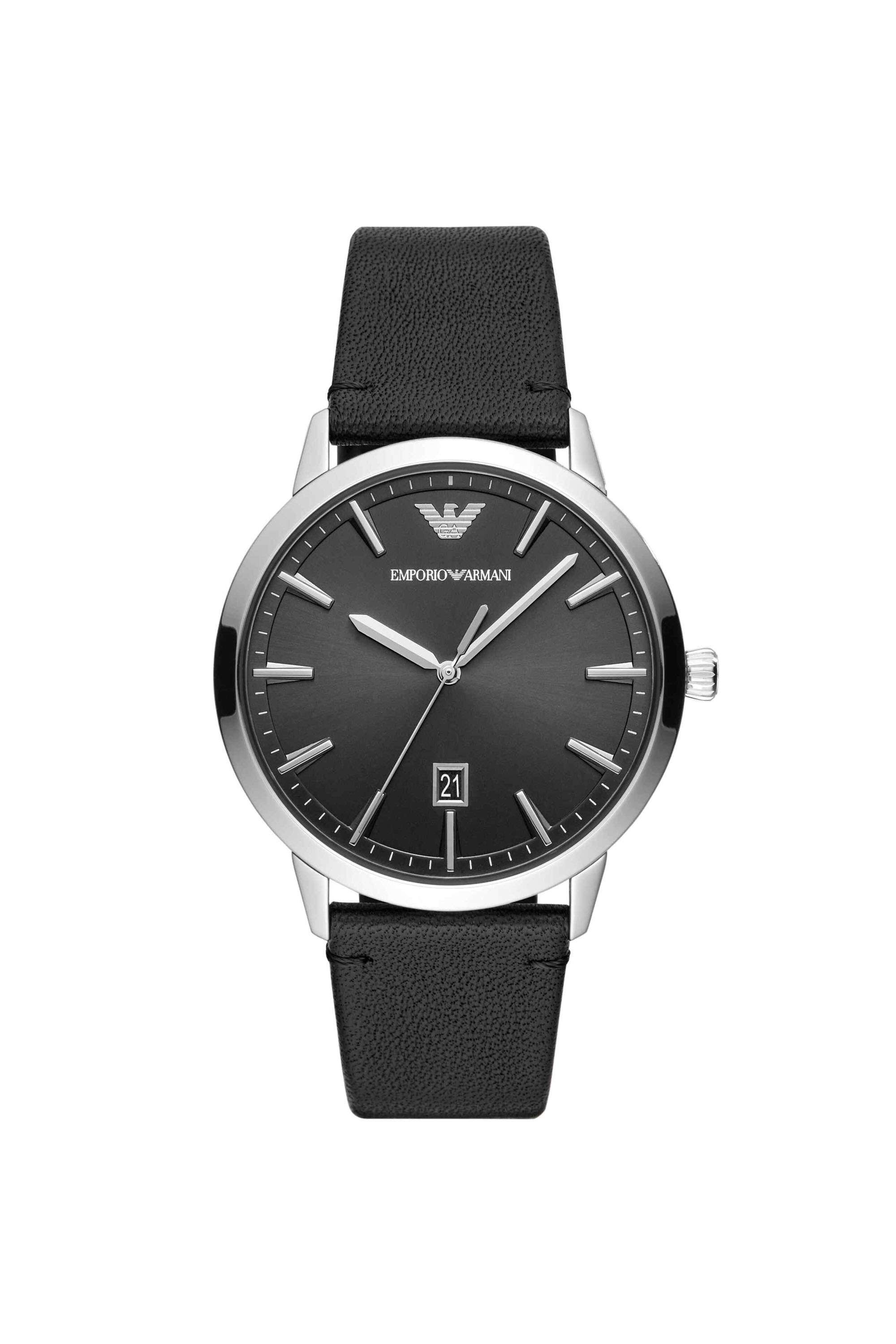 43-mm-Black-Dial-Leather-Analogue-Watch-For-Men---AR11193