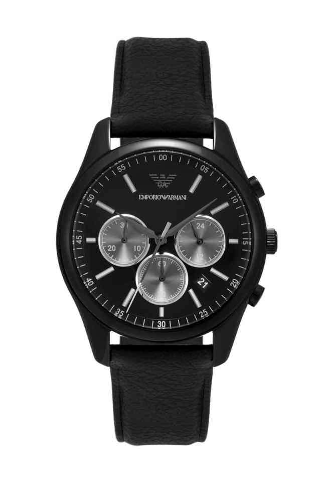 Quartz-41-mm-Black-Dial-Leather-Chronograph-Wrist-Watch-for-Men---AR11583I