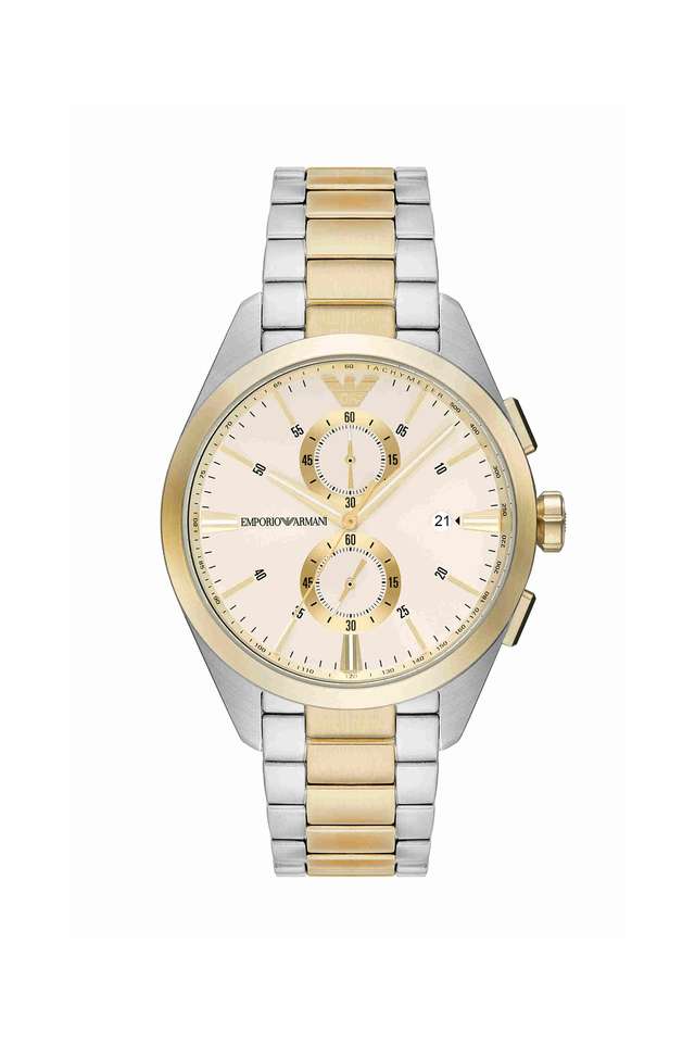 Quartz-43-mm-Beige-Dial-Stainless-Steel-Chronograph-Wrist-Watch-for-Men---AR11605