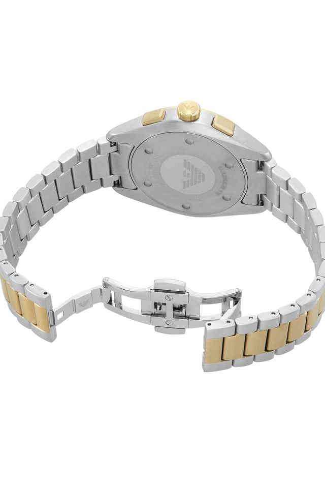Quartz-43-mm-Beige-Dial-Stainless-Steel-Chronograph-Wrist-Watch-for-Men---AR11605