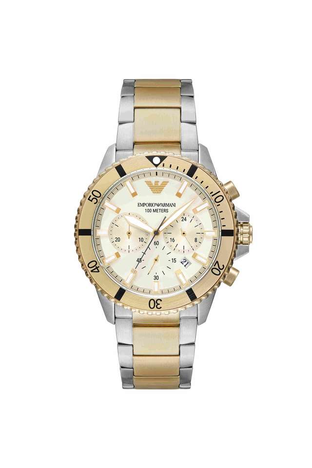 43-mm-Beige-Dial-Stainless-Steel-Chronograph-Wrist-Watch-For-Men---AR11606