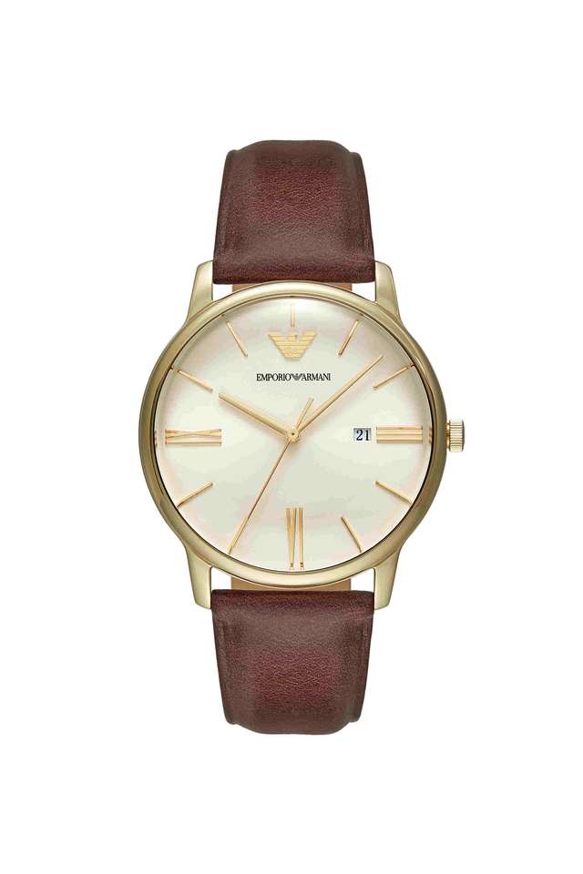 Quartz-42-mm-Beige-Dial-Leather-Analogue-Wrist-Watch-for-Men---AR11610