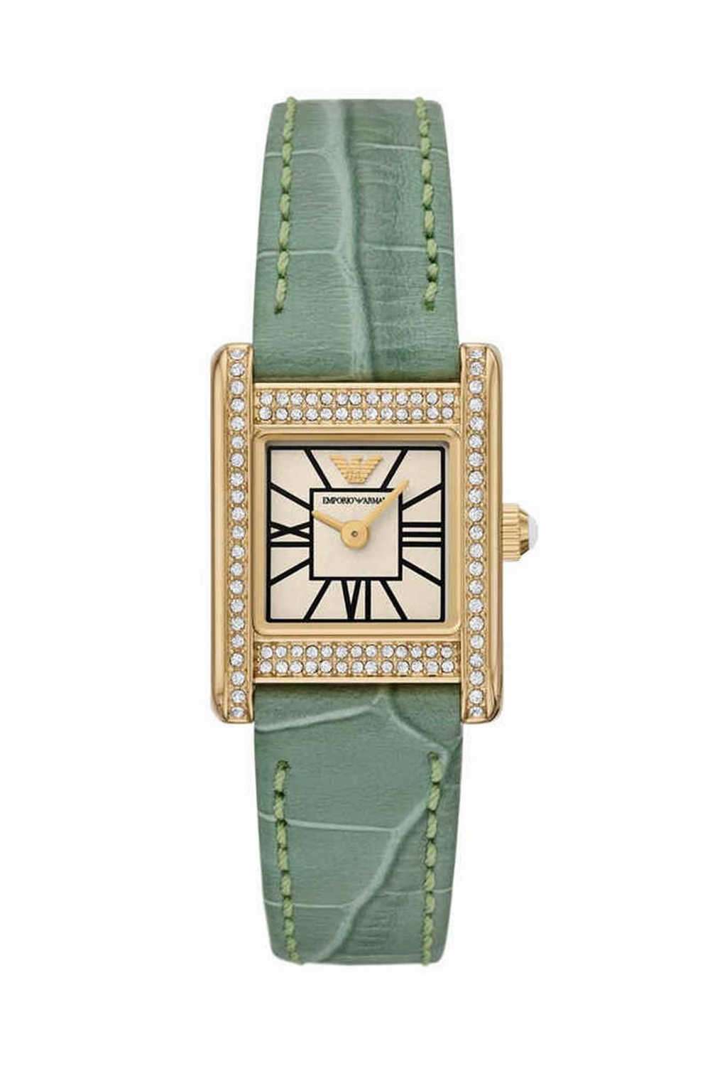 Genni-Women-s-20-mm-Analogue-Quartz-Watch---White-Dial-with-Green-Leather-Strap-(WAR11661I)