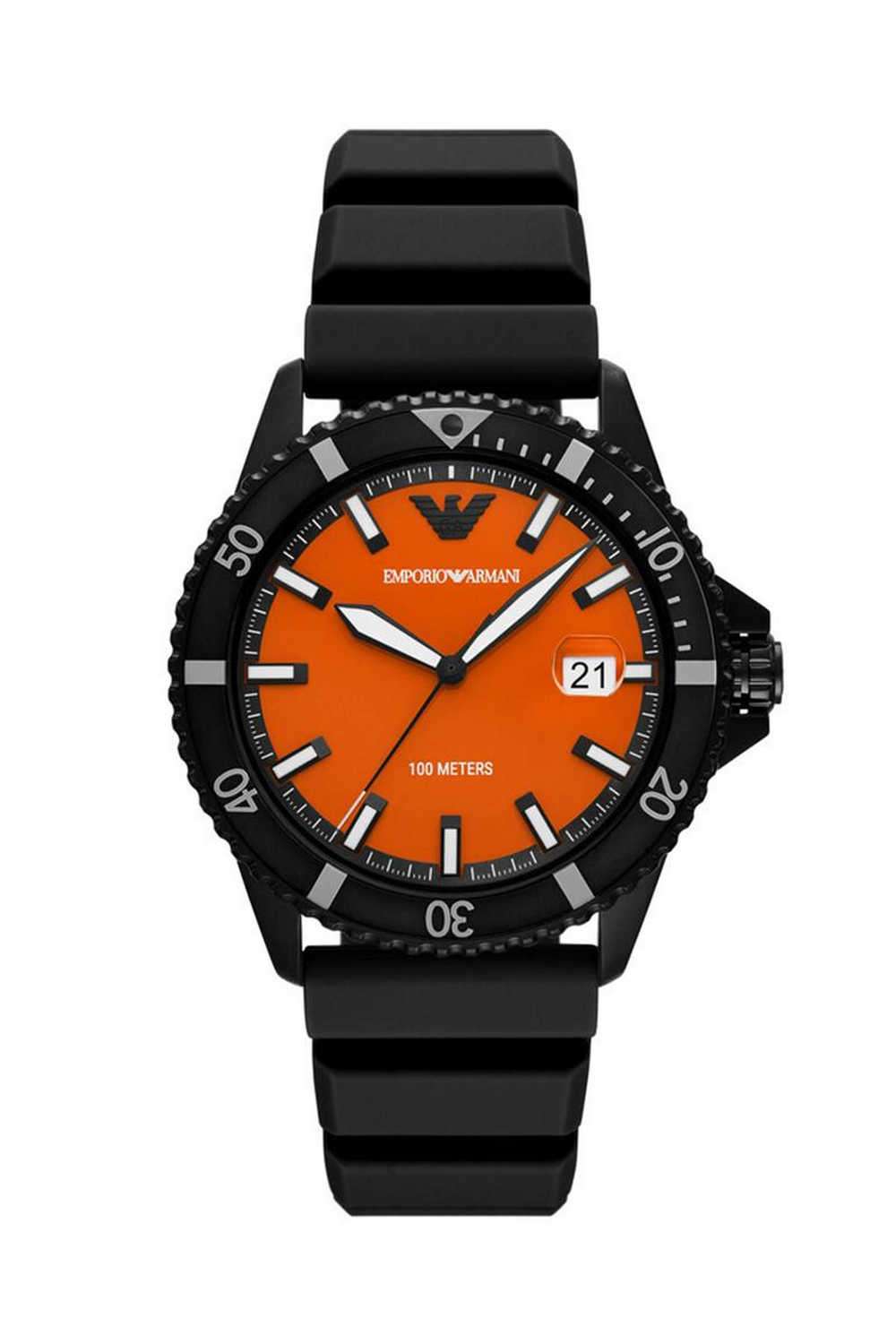 World-Explorer-Men-s-42-mm-Analogue-Quartz-Watch---Orange-Dial-with-Black-Silicone-Strap-(WAR11684I)