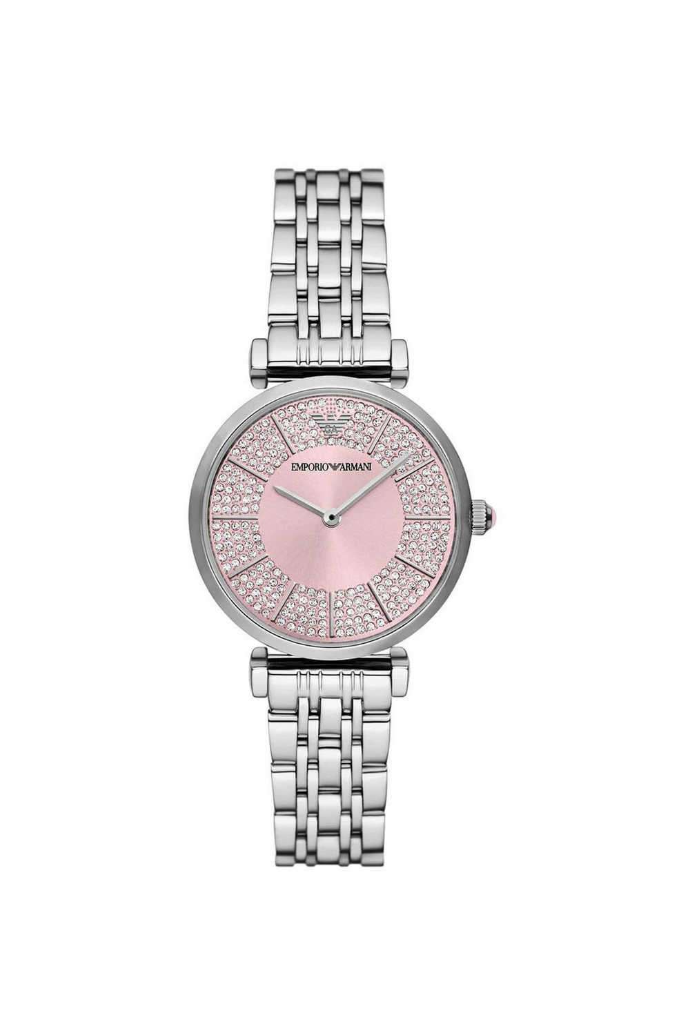 Women-s-32-mm-Analogue-Quartz-Watch---Pink-Dial-with-Silver-Stainless-Steel-Strap-(WAR11686I)