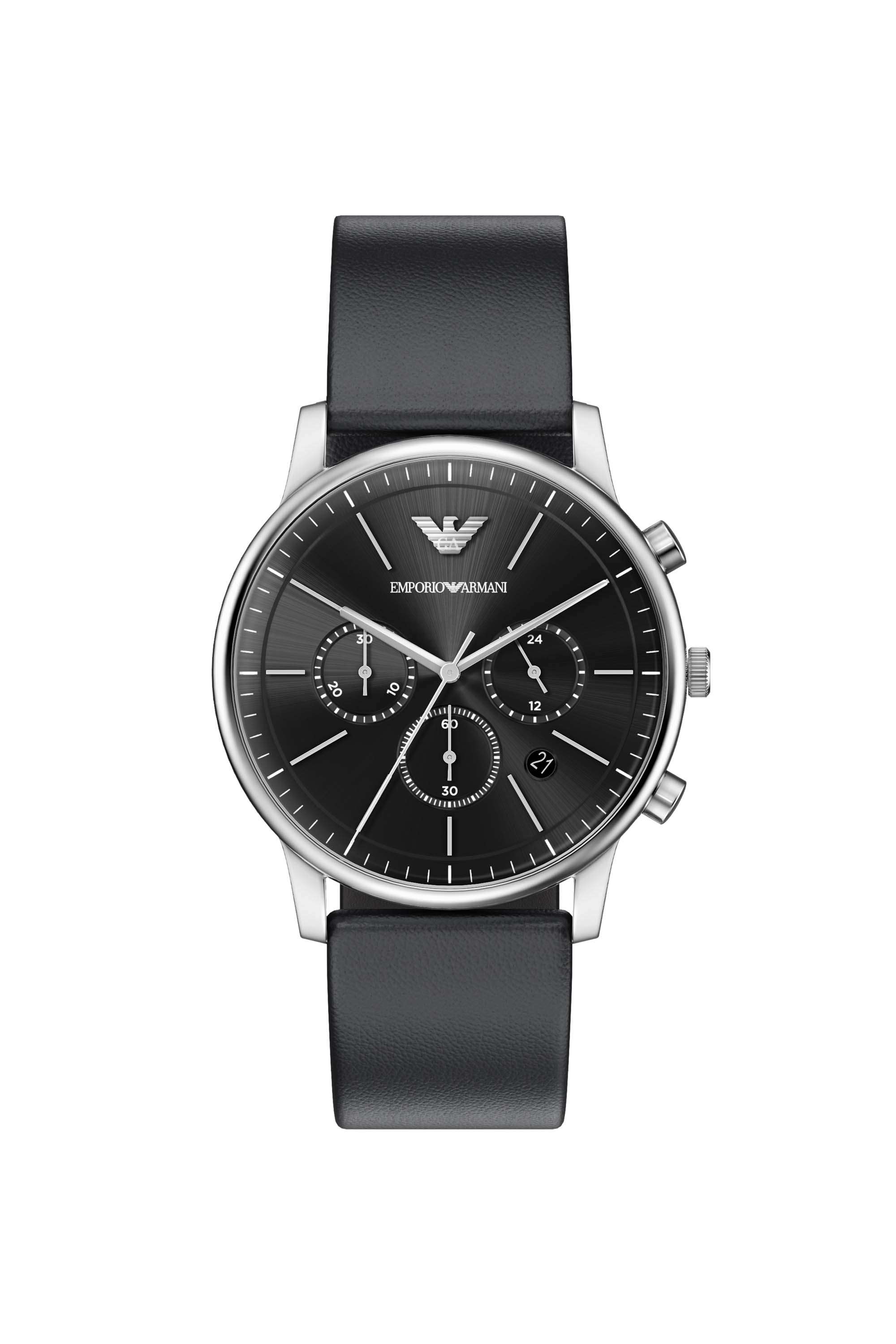 42-mm-Black-Dial-Leather-Chronograph-Watch-For-Men---AR11774