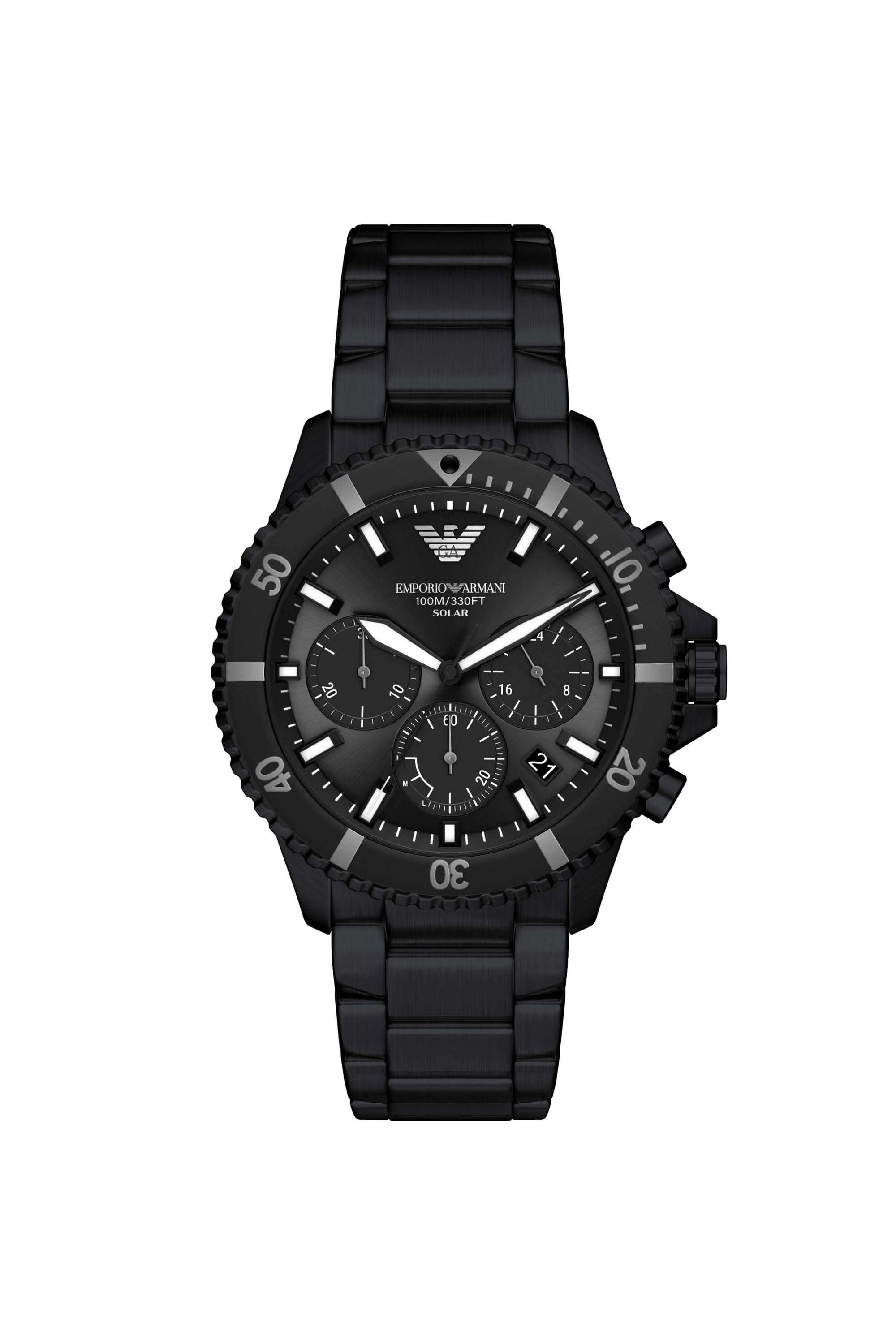 43-mm-Black-Dial-Stainless-Steel-Chronograph-Watch-For-Men---AR11784
