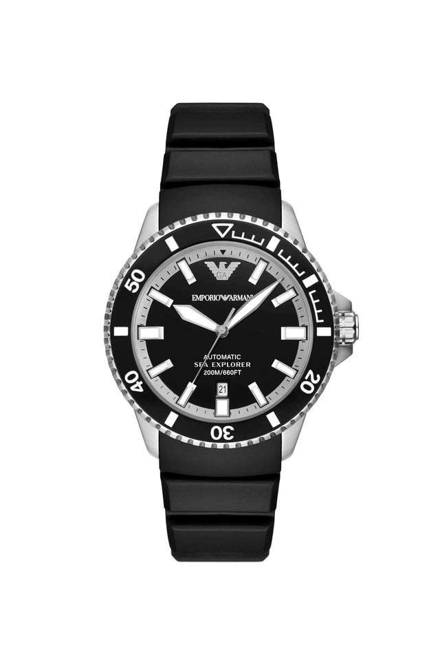 Automatic-42-mm-Black-Dial-Silicone-Analogue-Watch-for-Men---AR60078