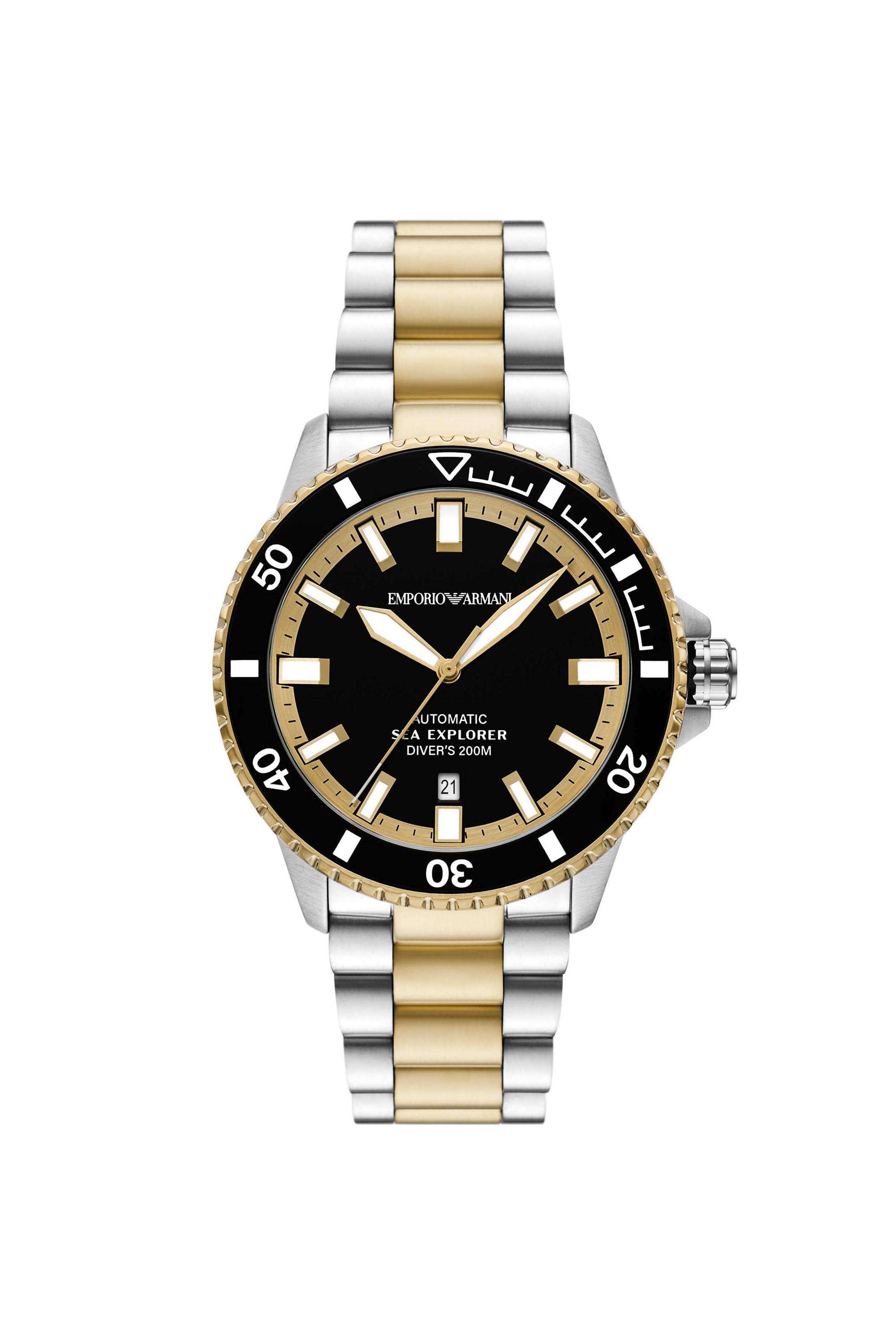 Sea-Explorer-42-mm-Black-Dial-Stainless-Steel-Analogue-Watch-For-Men---AR60089