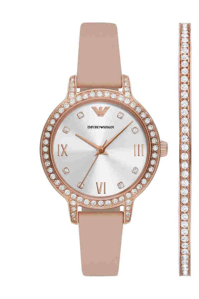 Quartz-32-mm-Silver-Dial-Leather-Analogue-Wrist-Watch-for-Women---AR80069SET