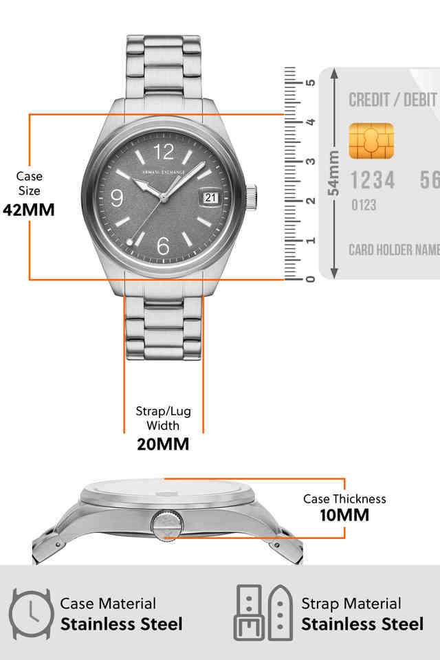 Buy Armani Exchange NoColour Quartz 42 mm Grey Dial Stainless