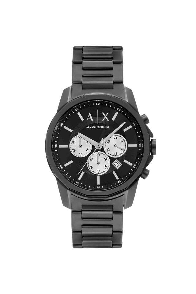 Quartz-44-mm-Black-Dial-Stainless-Steel-Chronograph-Watch-for-Men---AX1765