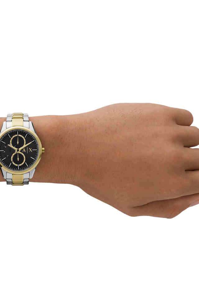 Quartz-42-mm-Black-Dial-Stainless-Steel-Analog-Watch-for-Men---AX1865