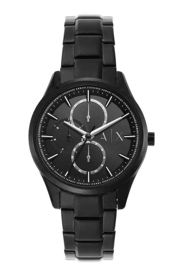 Quartz-42-mm-Black-Dial-Stainless-Steel-Analog-Watch-for-Men---AX1867