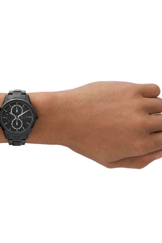 Quartz-42-mm-Black-Dial-Stainless-Steel-Analog-Watch-for-Men---AX1867