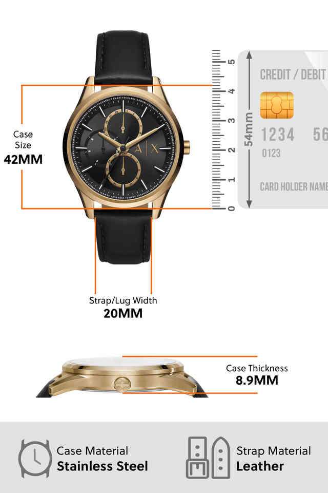 Buy Armani Exchange NoColour Quartz 42 mm Black Dial Leather