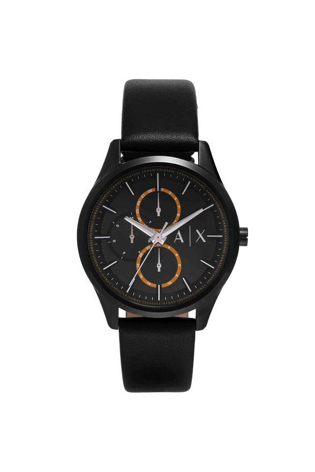 Quartz-42-mm-Black-Dial-Leather-Chronograph-Wrist-Watch-for-Men---AX1886