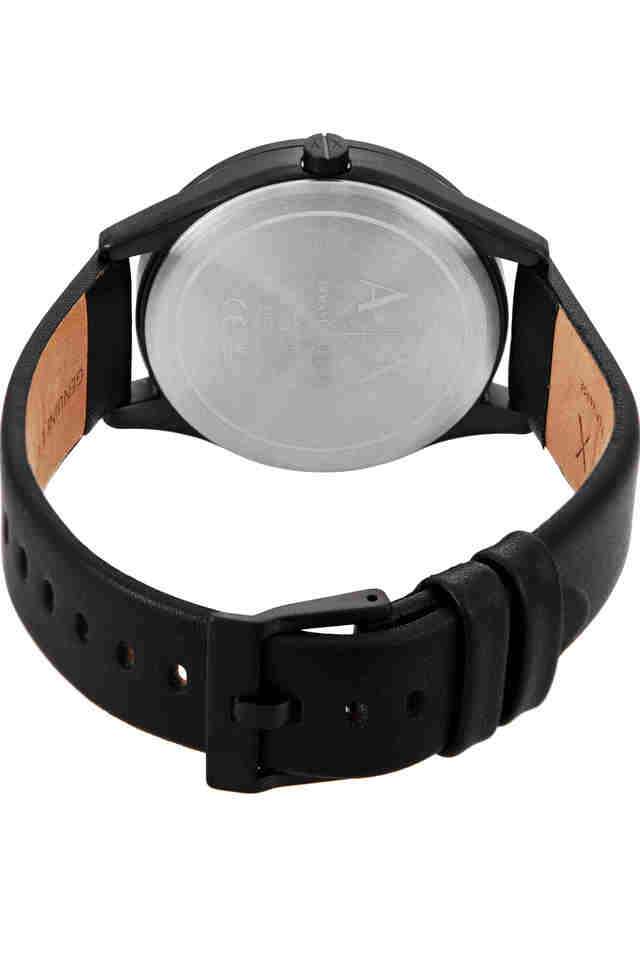 Quartz-42-mm-Black-Dial-Leather-Chronograph-Wrist-Watch-for-Men---AX1886
