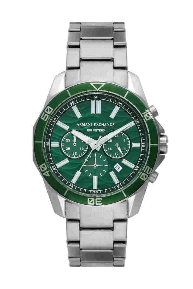 Quartz-44-mm-Green-Dial-Stainless-Steel-Chronograph-Wrist-Watch-for-Men---AX1957I