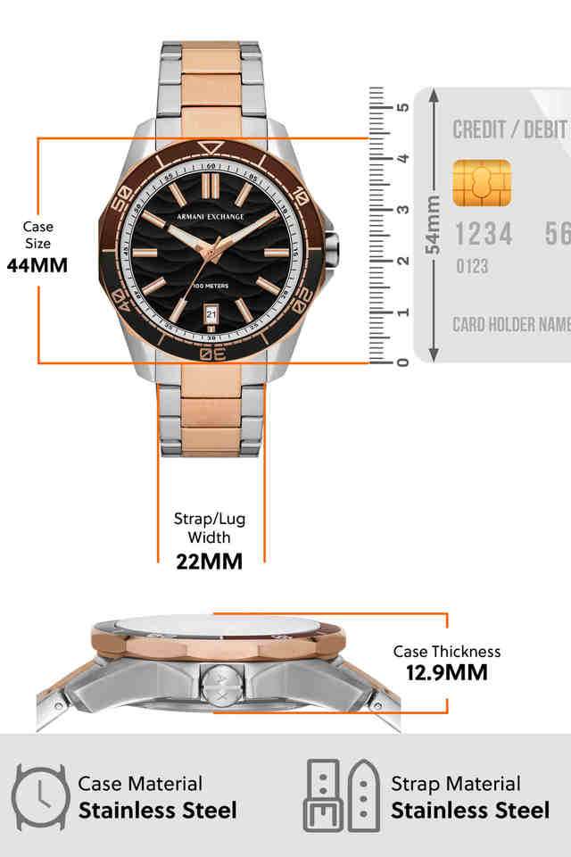 Buy Armani Exchange NoColour Quartz 44 mm Silver Dial Stainless