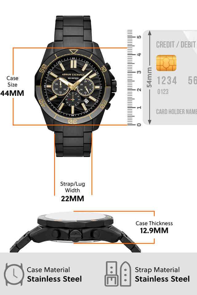 Buy Armani Exchange NoColour Quartz 44 mm Black Dial Stainless