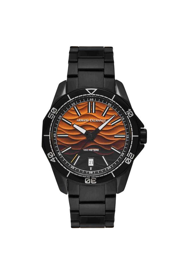 Quartz-44-mm-Black-Dial-Stainless-Steel-Analogue-Wrist-Watch-for-Men---AX1964