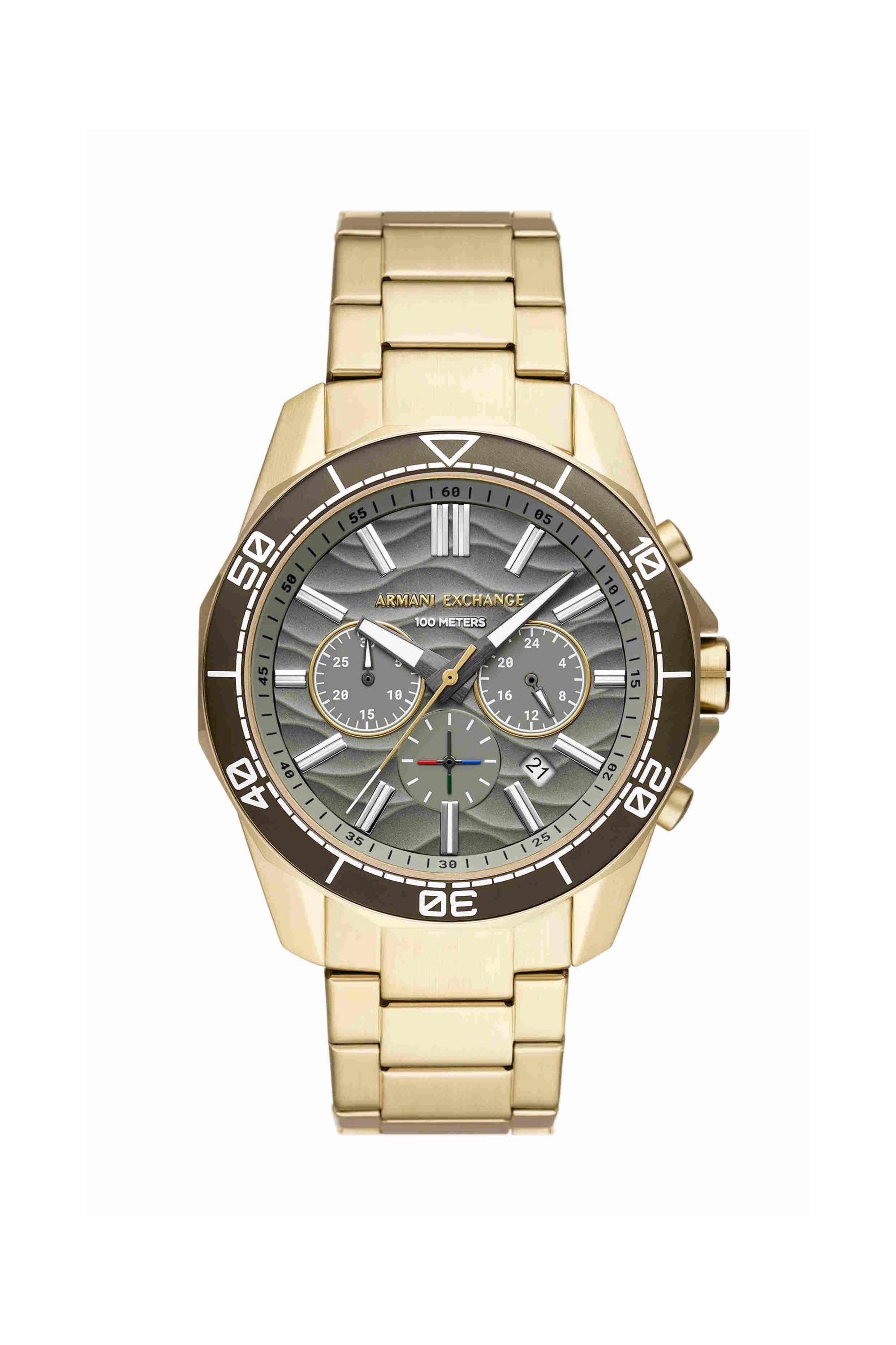 44-mm-Green-Dial-Stainless-Steel-Chronograph-Watch-For-Men---AX1970